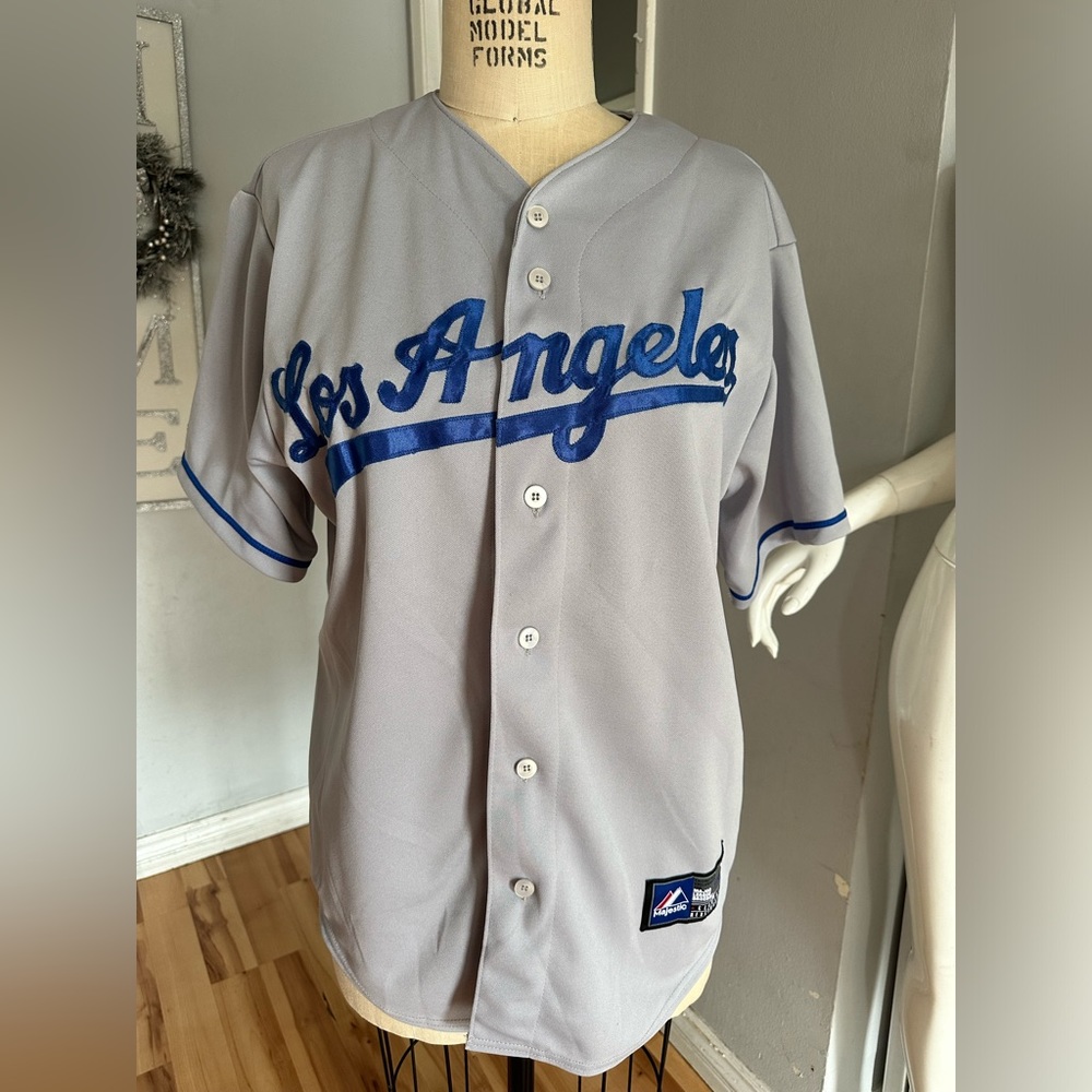 Majestic Clayton Kershaw Gray Los Angeles Dodgers Jersey size Medium